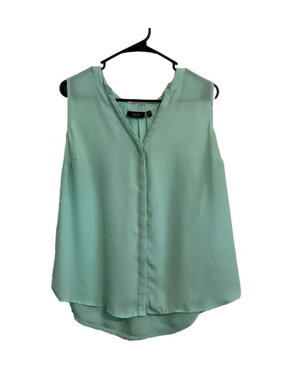 Sleeveless Mint Green Blouse Womens Size 0X High-Low Hem Polyester Coastal - Picture 2 of 8